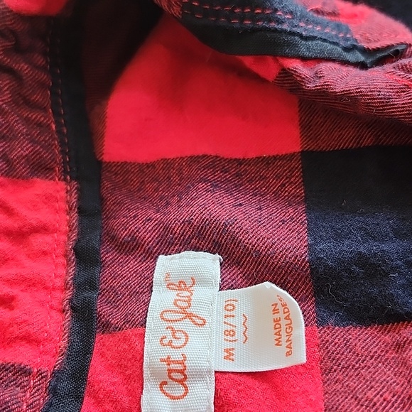 Boys Plaid Red and Black Shirt, Medium 8/10 - Picture 2 of 5